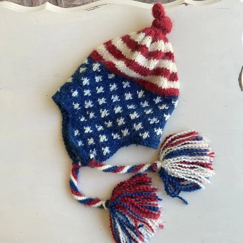 Peruvian Trading Company Beanie Red, White & Blue